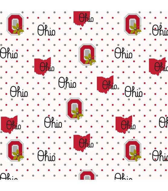 NCAA Ohio State Pin Dot Cotton College Team Fabric