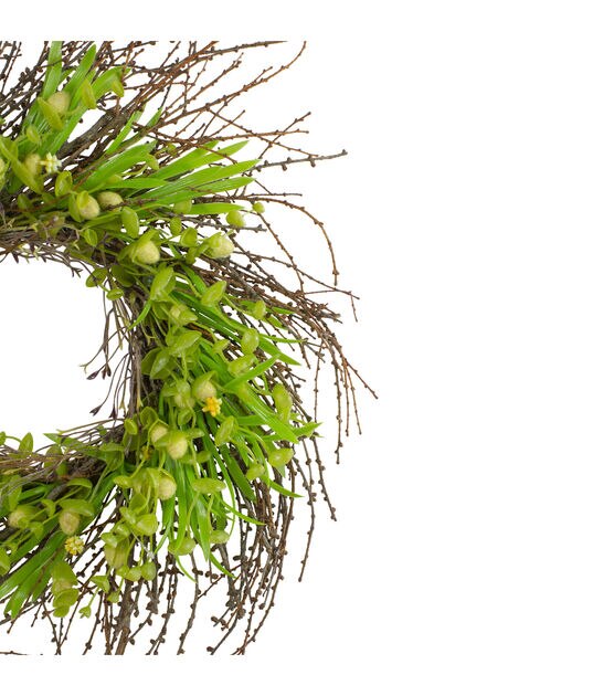Northlight 20" Green and Yellow Flower Buds Artificial Floral Wreath, , hi-res, image 3