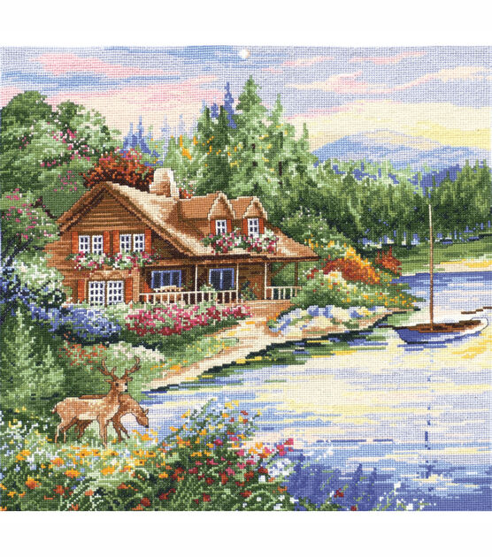 Design Works 15" Lakeside Cabin Counted Cross Stitch Kit