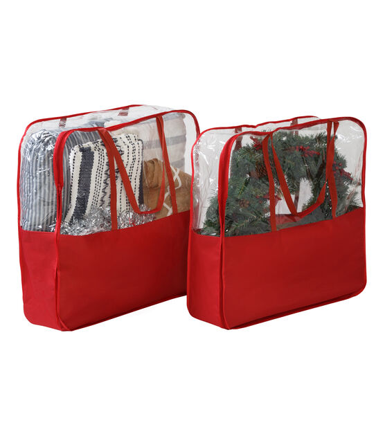 Honey Can Do 2-Pack Red Clear-View Christmas Storage Bags With Handles, , hi-res, image 2