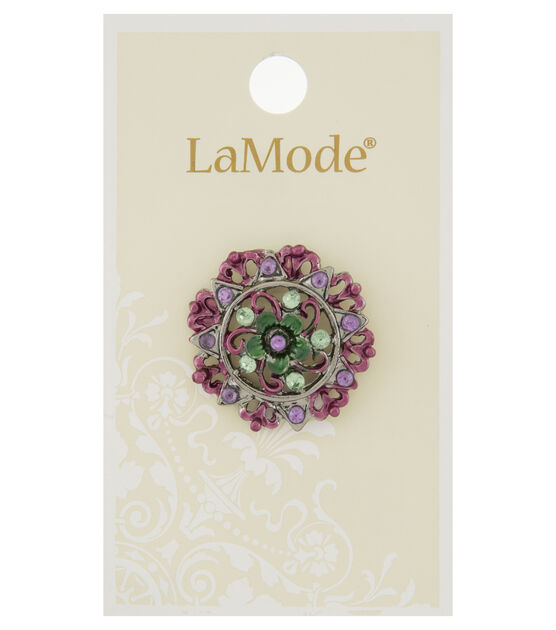 La Mode 1" Purple Vintage Flower Shank Button