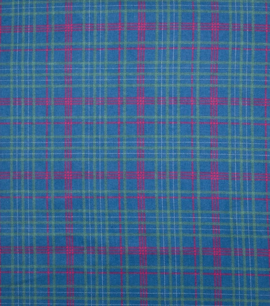 Super Snuggle Sam Blue Red Green Plaid Flannel Fabric, , hi-res, image 2