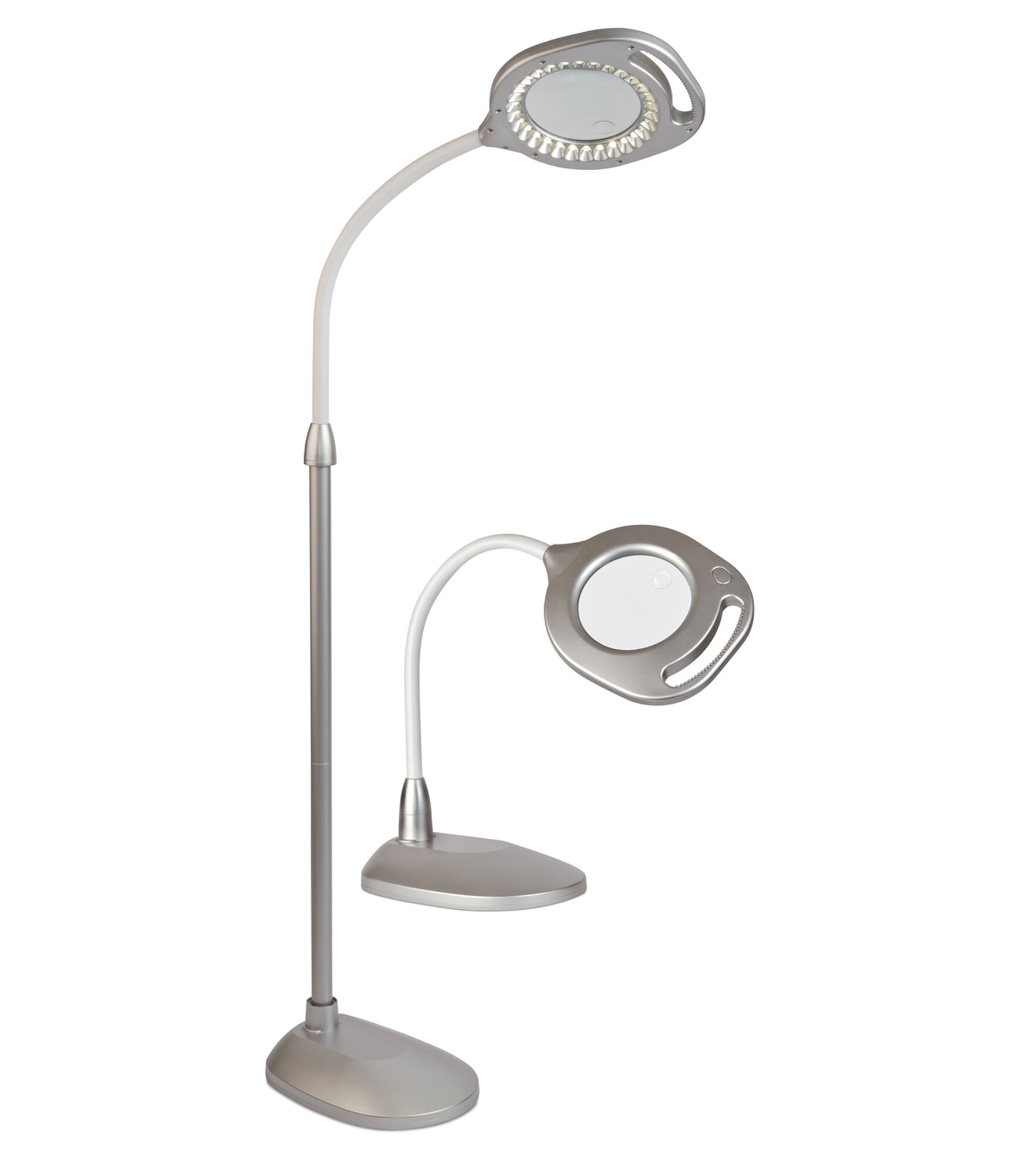OttLite 56" LED 2 in 1 LED Magnifier Floor & Table Lamp, White, hi-res