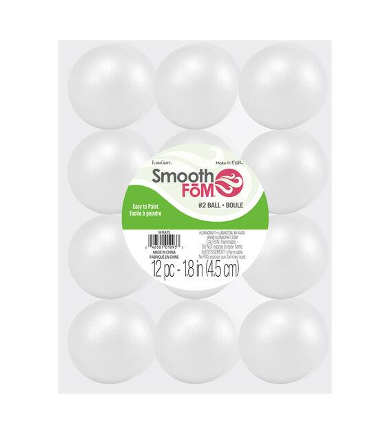 Smooth Foam Balls 2" 12 Pkg White