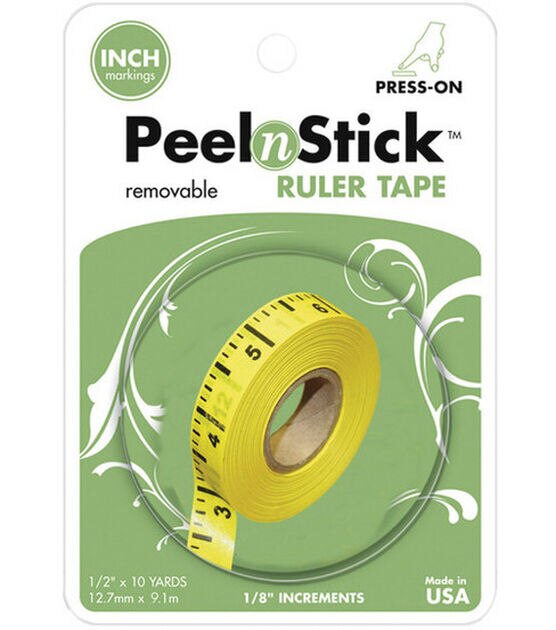 Peel n Stick Removable Ruler Tape 1/2"x10 yd Yellow