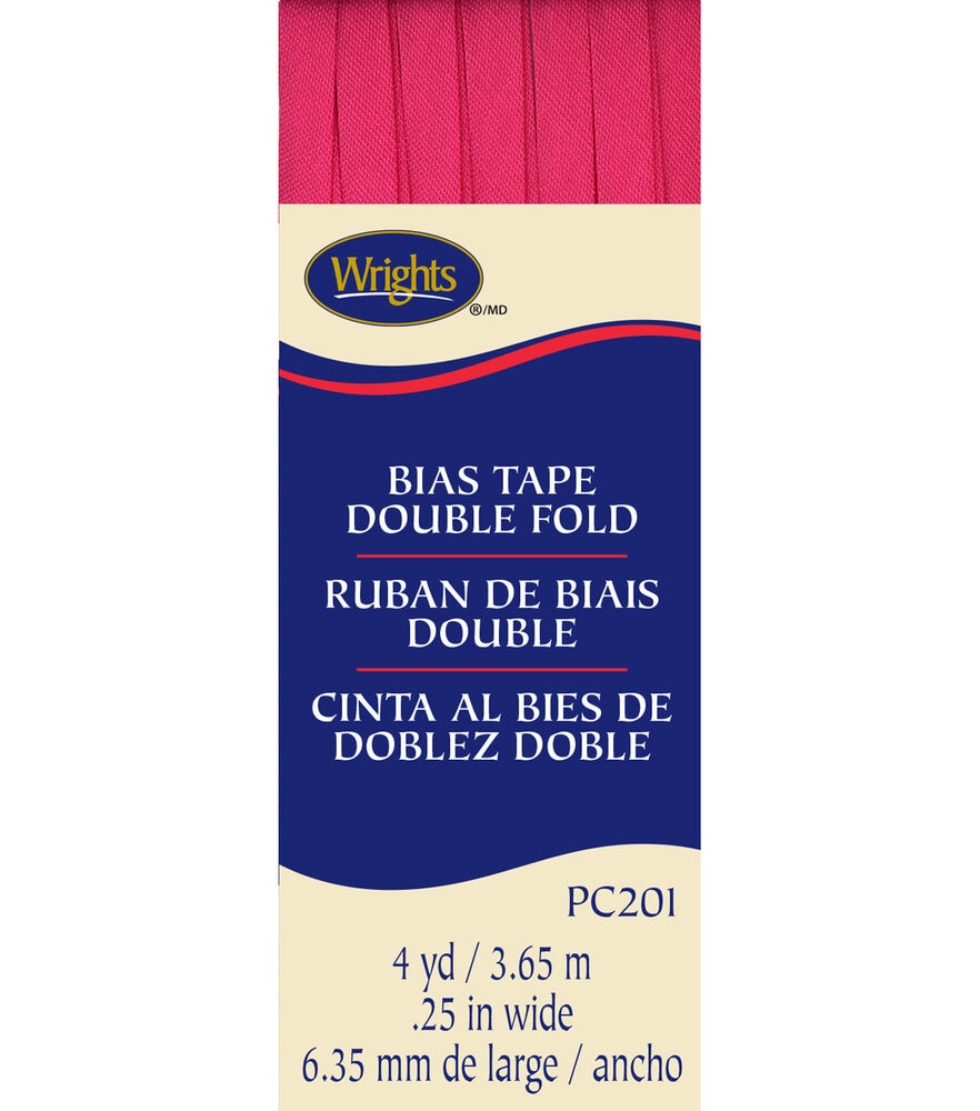 Wrights 1/4" x 4yd Double Fold Bias Tape, Berry Sorbet, swatch