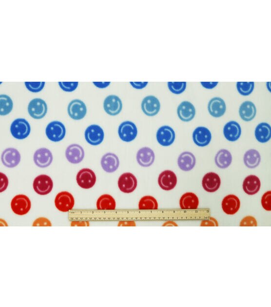 Multicolor Smiley Faces Anti Pill Fleece Fabric, , hi-res, image 4