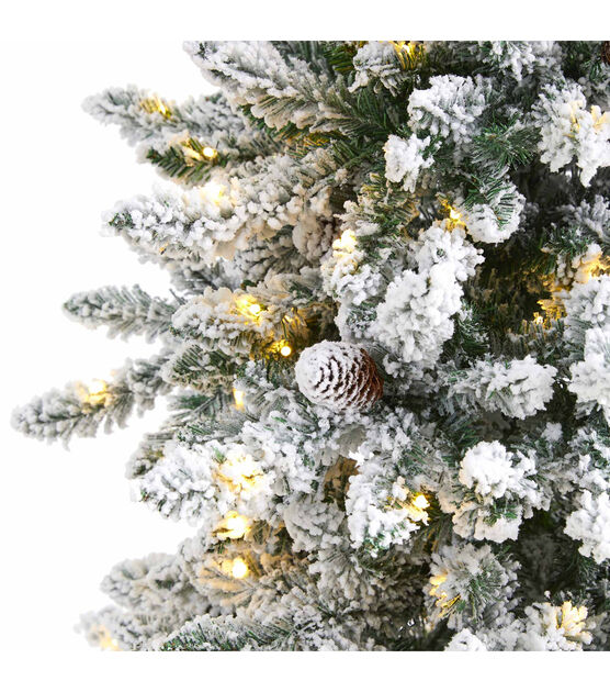 Nearly Natural 6.5' Clear Pre Lit Flocked Livingston Fir Christmas Tree, , hi-res, image 3