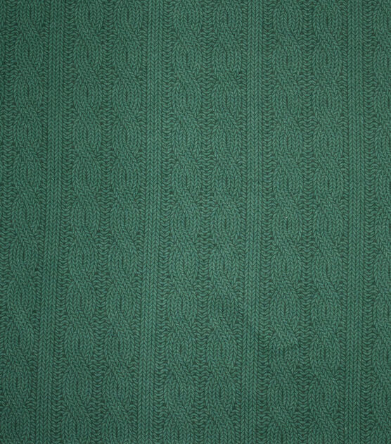 Green Knit Stitch Pattern Super Snuggle Christmas Flannel Fabric, , hi-res, image 2
