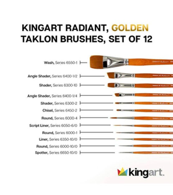 KINGART Radiant Taklon Brushes Set of 12, , hi-res, image 6