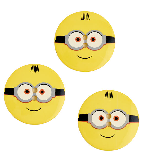 Disney 1 1/4" Yellow Minion 2 Hole Buttons 3pk, , hi-res, image 3