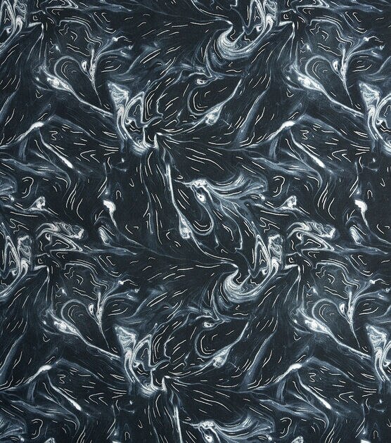 Drift Away Oil Slick Dark Blue Premium Metallic Cotton Fabric