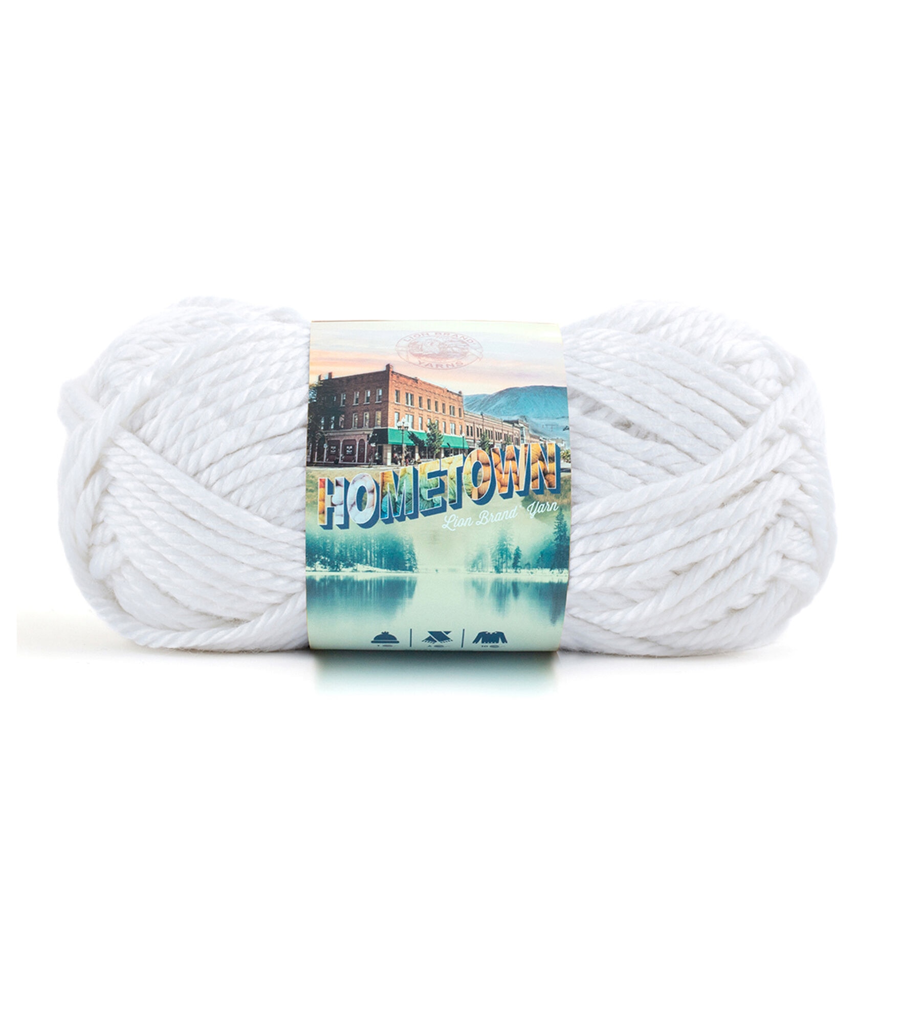 Lion Brand Hometown Super Bulky Acrylic Yarn, New York White, hi-res