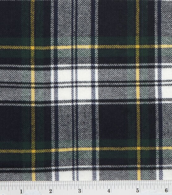 Fashion Flannel Shirting Fabric  Navy & Green Classic Check