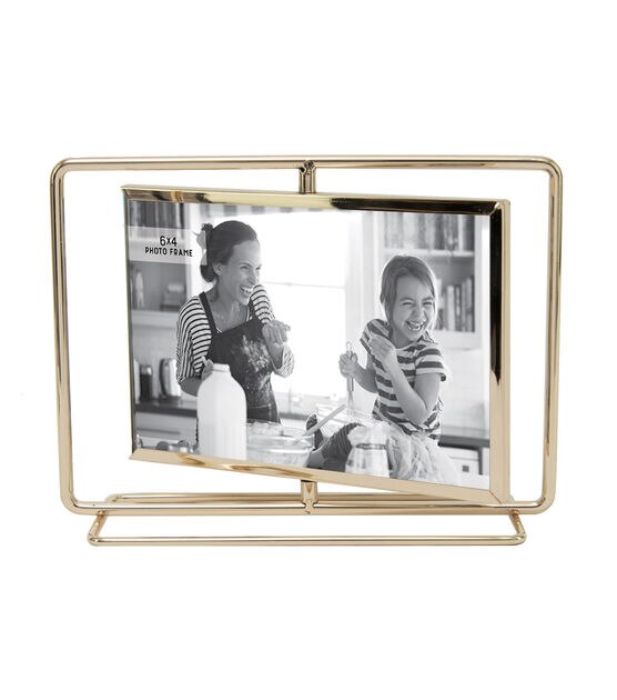 6 x 4 Gold Metal Double Sided Spinner Picture Frame - Table Picture Frames - Home & Decor