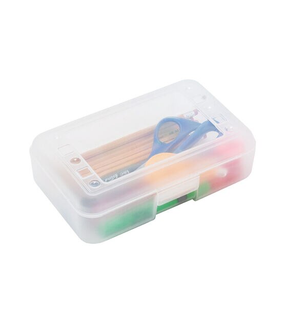 Advantus 8.5" x 4" Clear Plastic Pencil Box, , hi-res, image 4