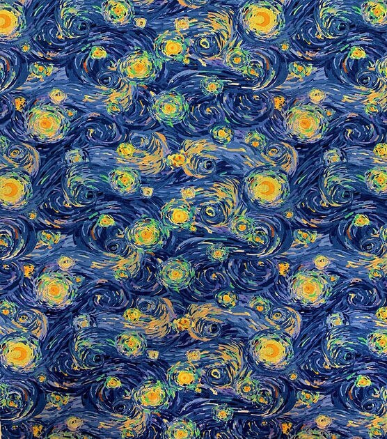 Blue & Yellow Swirls Quilt Cotton Fabric by Keepsake Calico, , hi-res, image 2