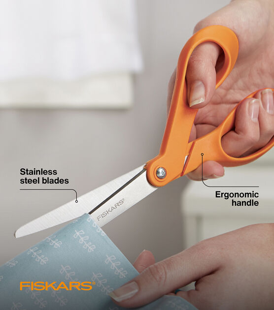 Fiskars 8in Bent Original Orange-Handled Scissors, , hi-res, image 3
