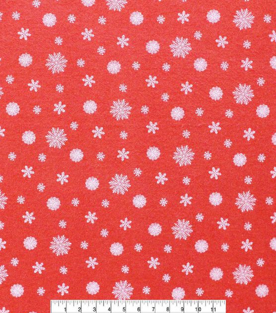 White Snowflakes on Red Super Snuggle Christmas Flannel Fabric, , hi-res, image 2