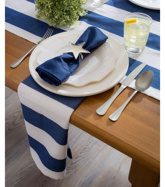 Design Imports Nautical Blue Cabana Outdoor Table Runner, , hi-res, image 4