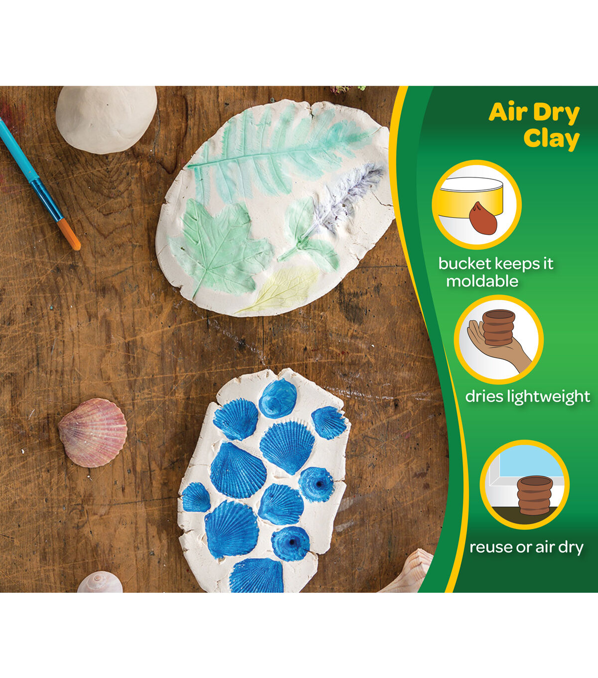 Crayola Air Dry Clay for Kids, Natural White Modeling Clay, 5 lb Bucket