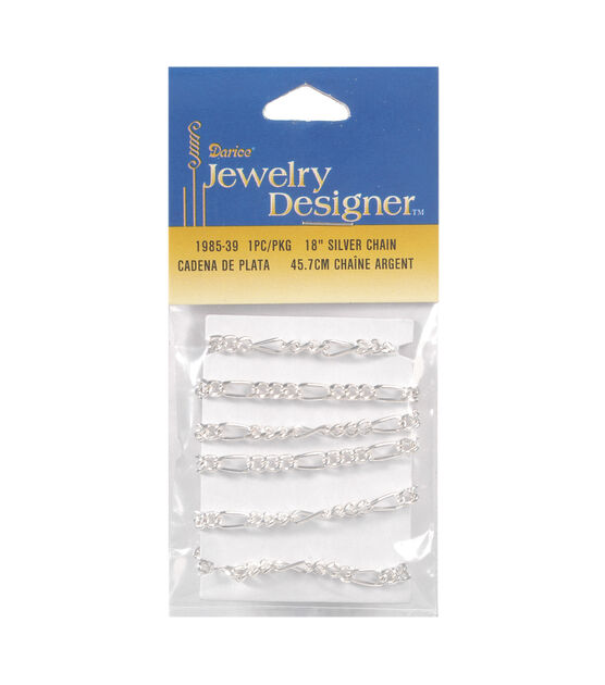 Darice 18" Silver Figaro Style Chain Necklace