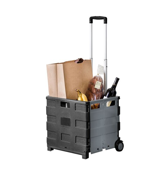 Honey Can Do 18" x 39" Gray Foldup Rolling Utility Cart With Handle, , hi-res, image 2