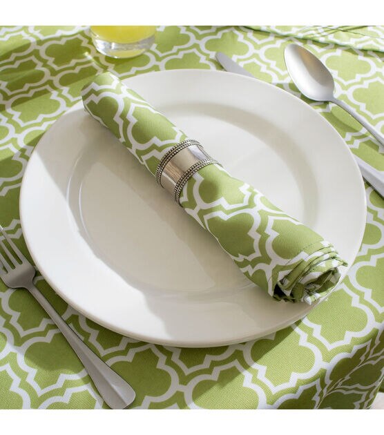 Design Imports Green Lattice Outdoor Tablecloth with Zipper 120", , hi-res, image 6