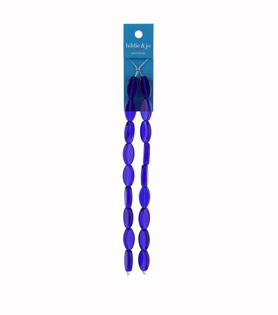 2pk Blue Elliptic Glass Bead Strands by hildie & jo