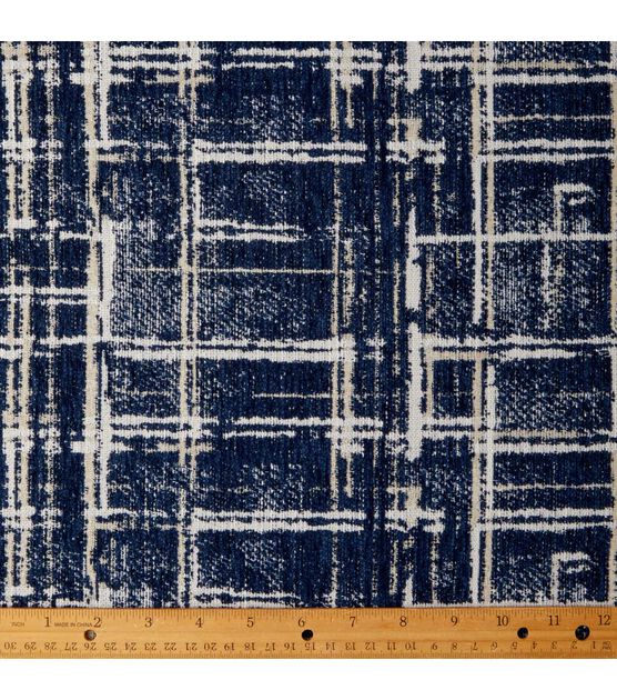 Thomasville Blue Plaid Textured Yarn Dyed Chenille Fabric, , hi-res, image 2
