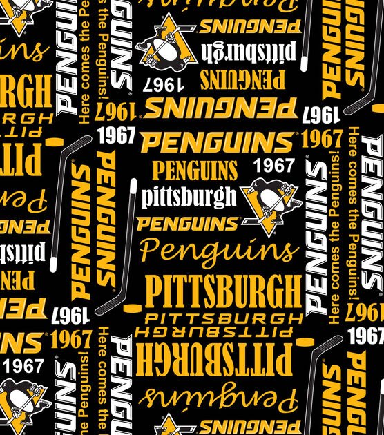 Pittsburgh Penguins Cotton Fabric Writing