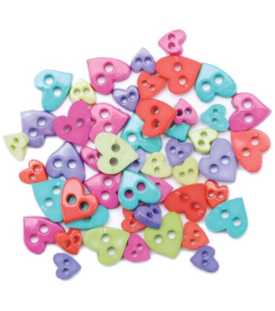 Favorite Findings 49ct Mini Colorful Hearts 2 Hole Buttons