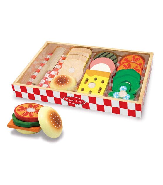 Melissa & Doug 17ct Wood Sandwich Making Play Food Set, , hi-res, image 2