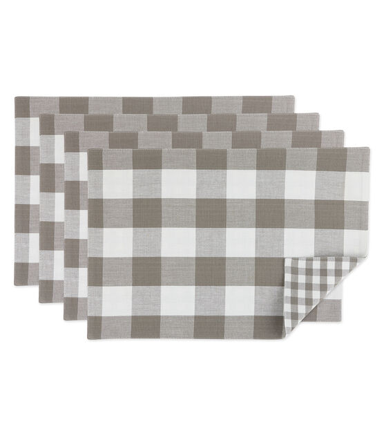 Design Imports Reversible Buffalo Check Placemats Gray & White