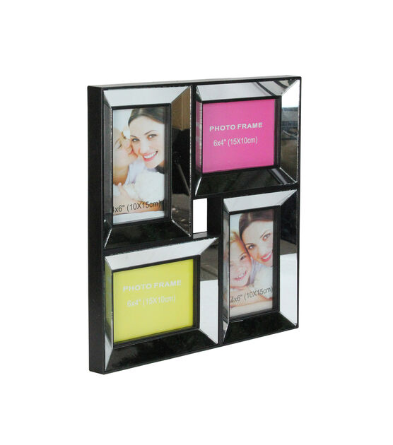 Northlight 14.5" Black 4 Photo Mirrored Collage Frame, , hi-res, image 2