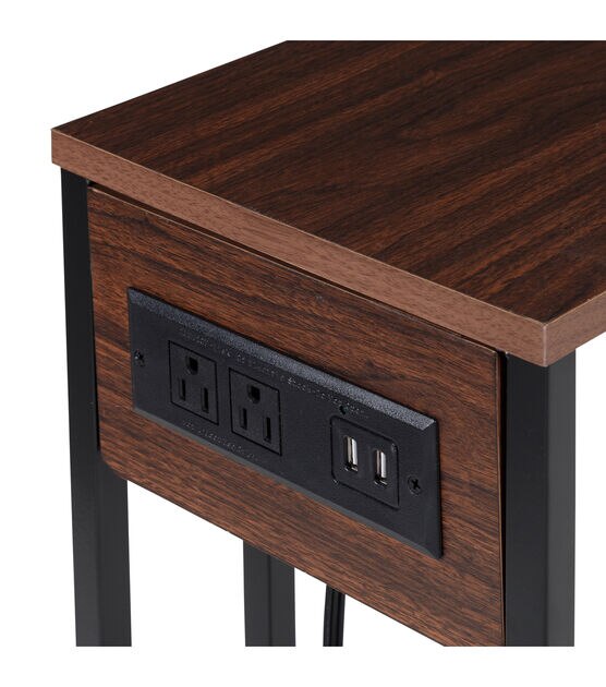 Honey Can Do C Shaped Side Table With Outlets, , hi-res, image 5