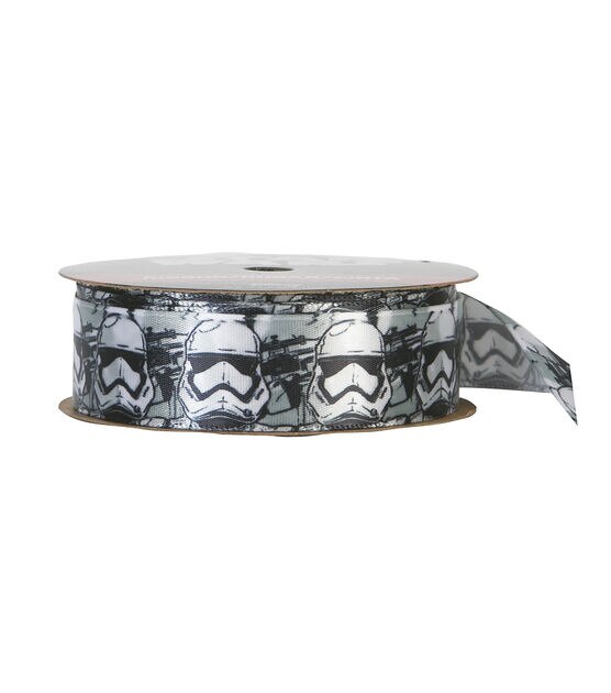 Offray Disney Satin Ribbon 7/8''x9' Black & White Star Wars