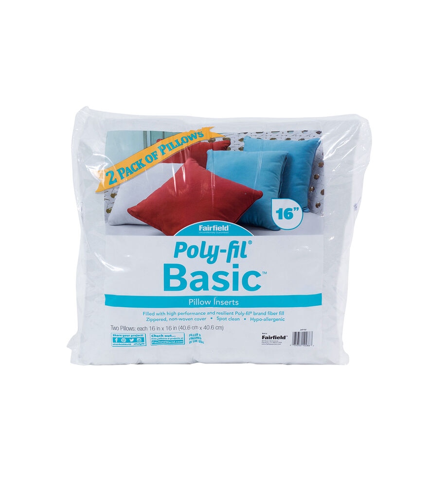 Poly Fil Basic 2PK Pillow Inserts, 16 X 16, swatch