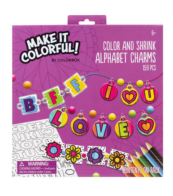 American Crafts Make it Colorful Color And Shrink Alphabet Charms 159pc