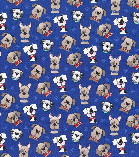 Fabric Traditions Tossed Dog Heads Novelty Cotton Fabric