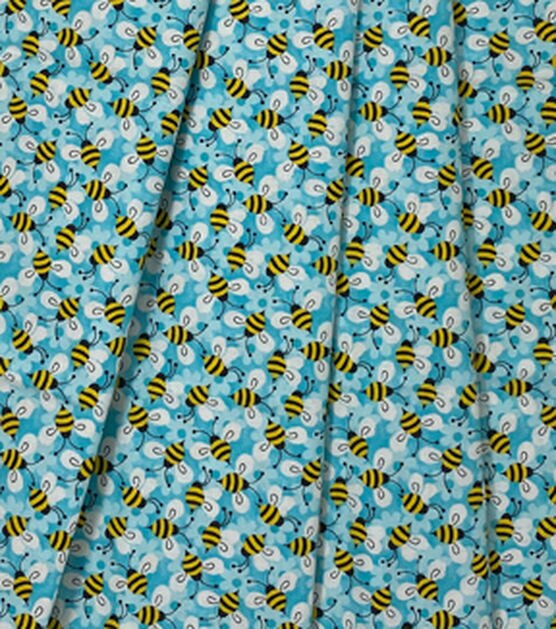 Fabric Traditions Packed Bees Aqua Novelty Cotton Fabric, , hi-res, image 3