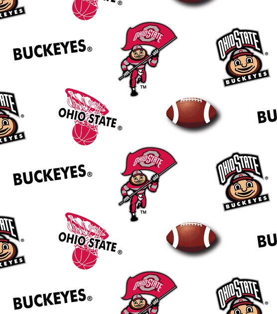 Ohio State University Buckeyes Cotton Fabric White