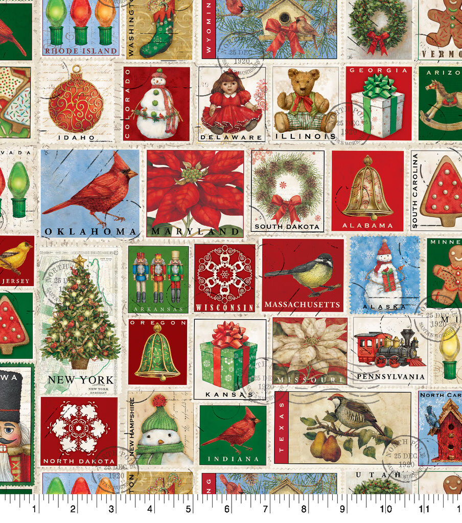 SPRINGS INDUSTRIES Vintage Christmas Fabric Holiday Squares 2