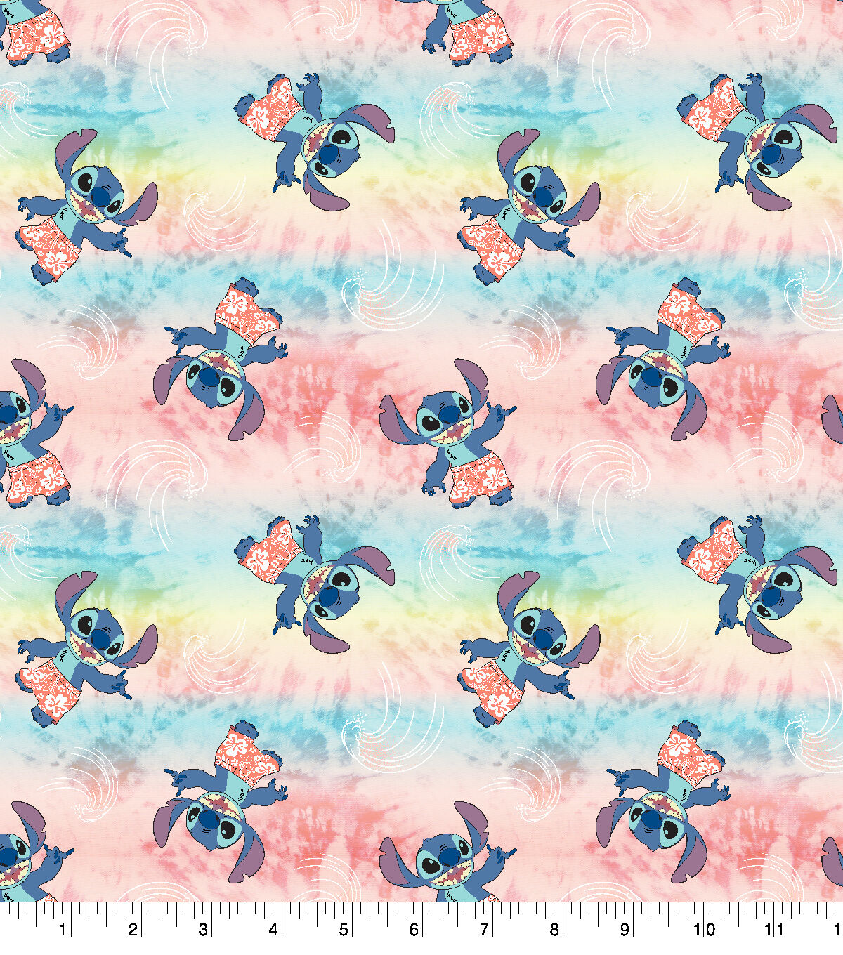 Disney Stitch Tie Dye Wave Cotton Fabric by Disney