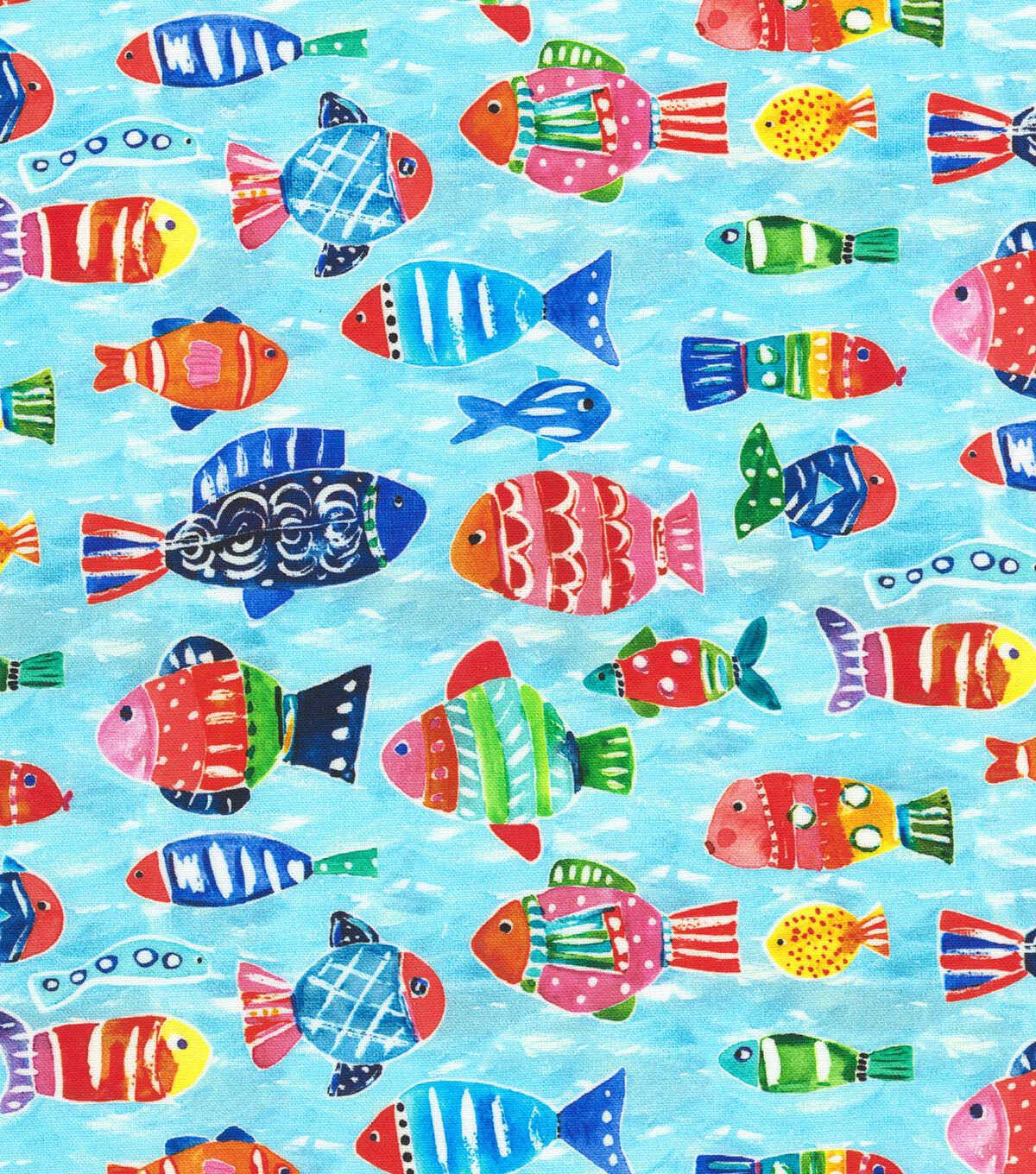 Robert Kaufman Tropical Fish on Blue Waters Novelty Cotton Fabric