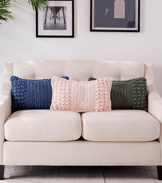 Bernat Blanket With A Bobble Crochet Pillow Set