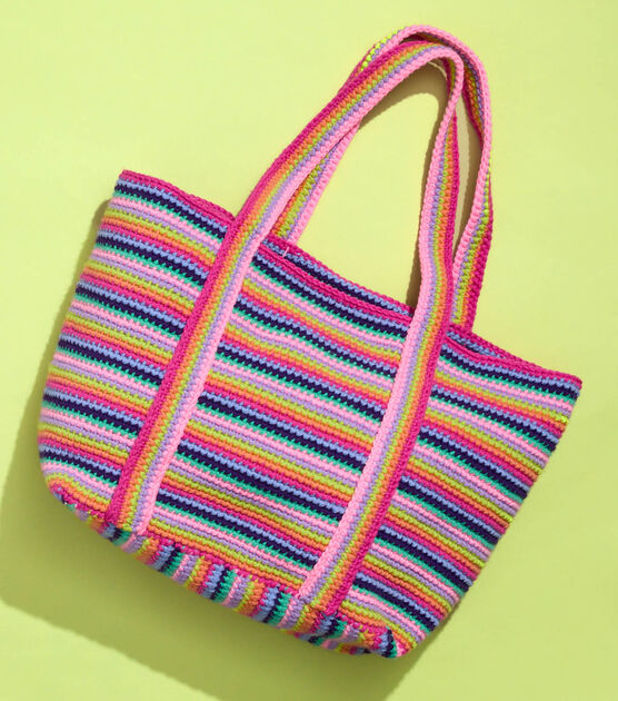 Crochet Striped Tote Bag