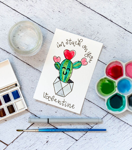 Watercolour Cactus Valentine, image 2
