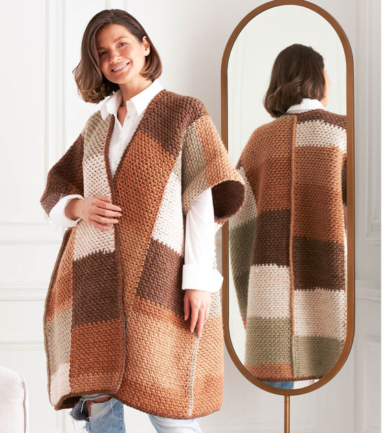 How To Make Caron Colorama O'Go Crochet Colorblock Ruana Online | JOANN