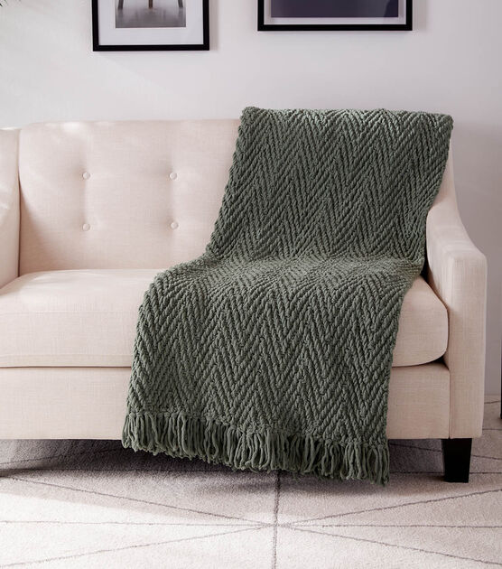 How To Make Bernat Blanket Herringbone Weave Knit Blanket Online | JOANN